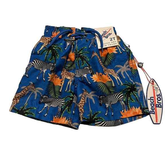Beach Bros. Tropical Blue Animals Swim Trunk 2T NWT - Picture 1 of 2